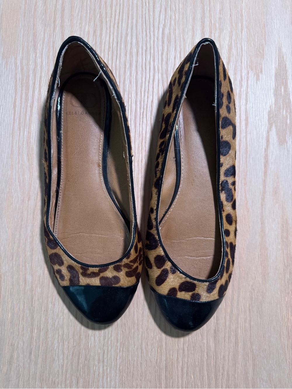 Kelsi Dagger Leopard-Print Ballet Flats with Black Patent Toe